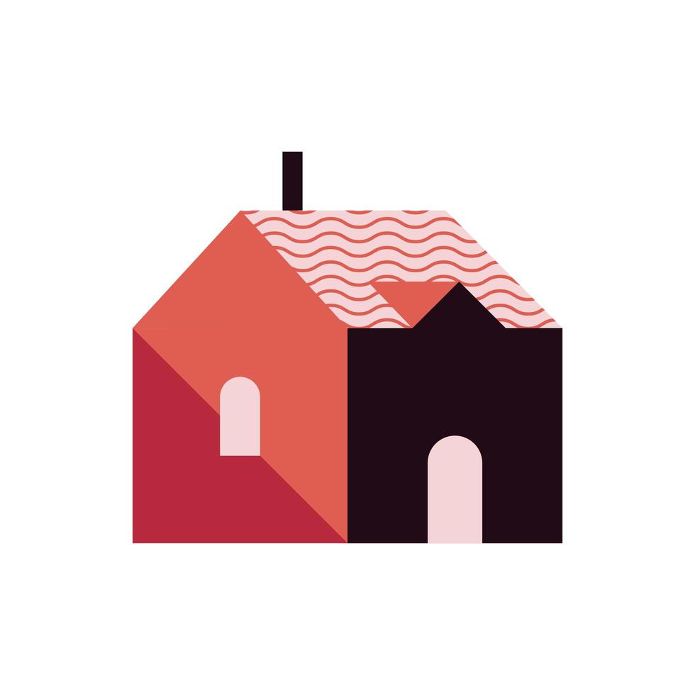 casa color rojo icono de ciudad mínima vector