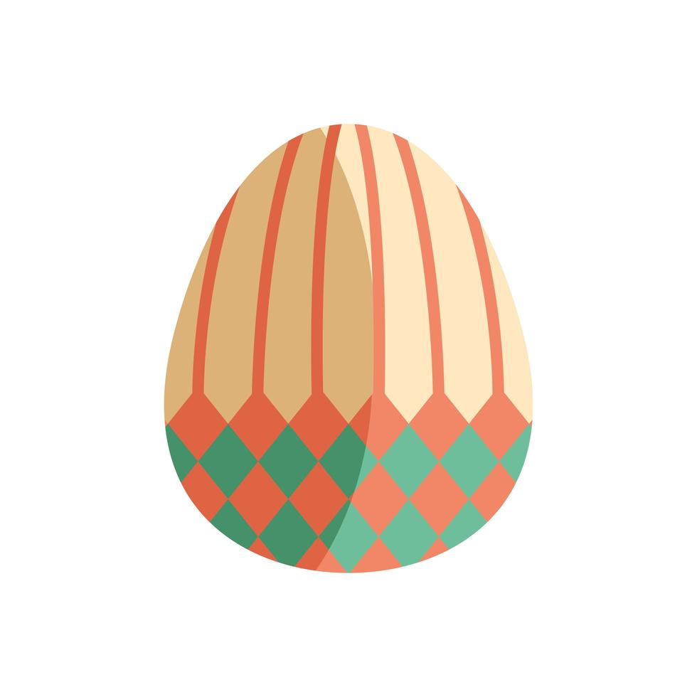 green and orange egg painted easter season vector