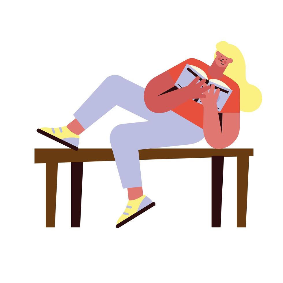woman reading table vector