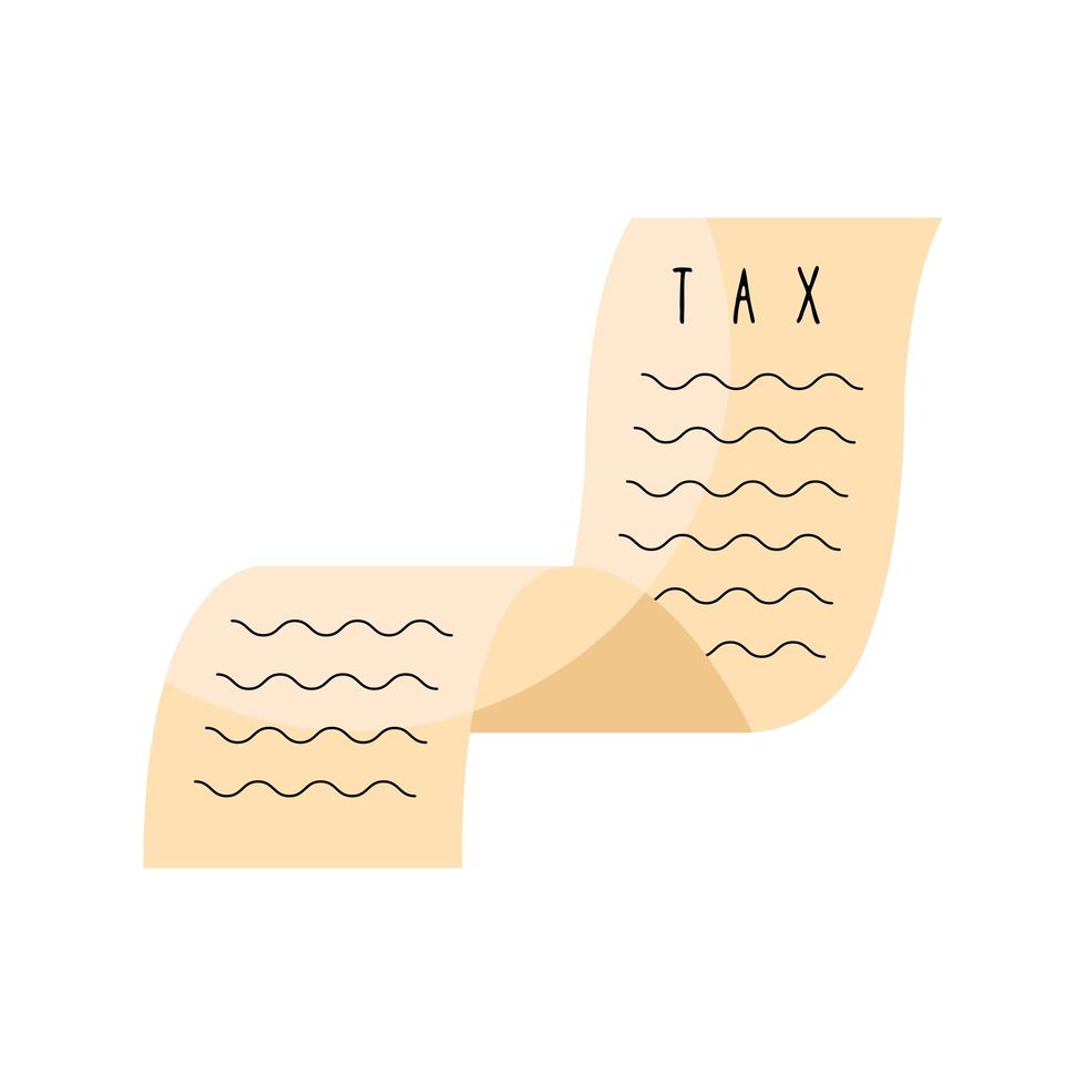 Recibo de papel del día de impuestos icono aislado vector