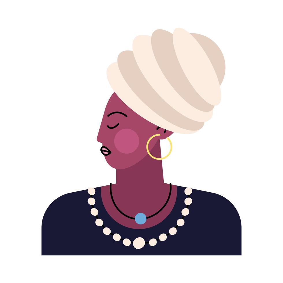 mujer joven afro con carácter turbante vector