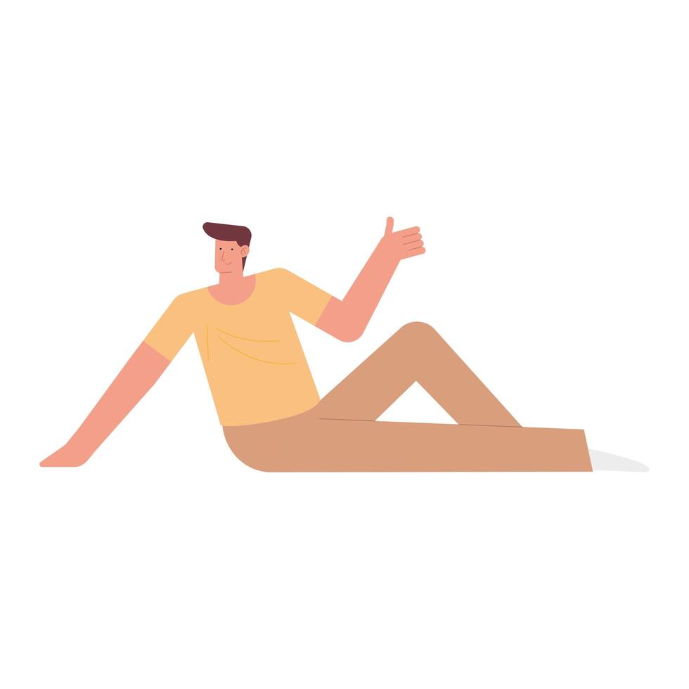 young man seated avatar character icon vector