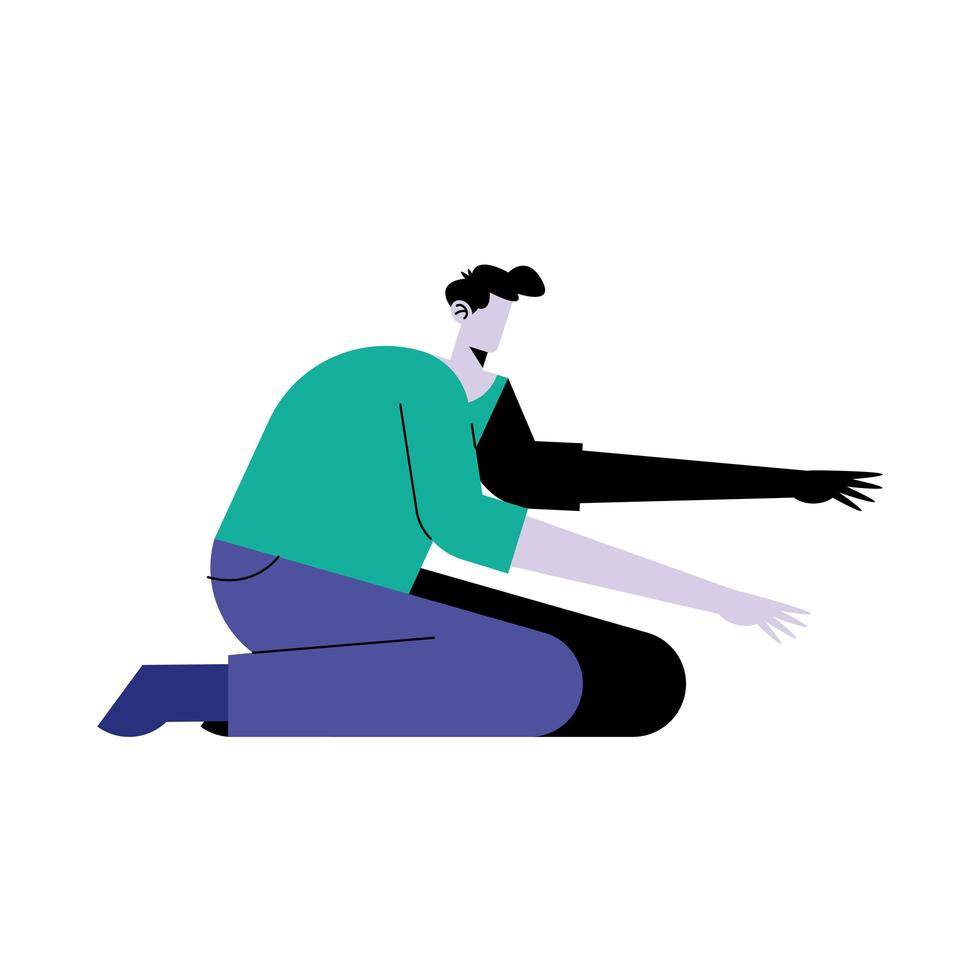 happy young casual man seated in floor character vector