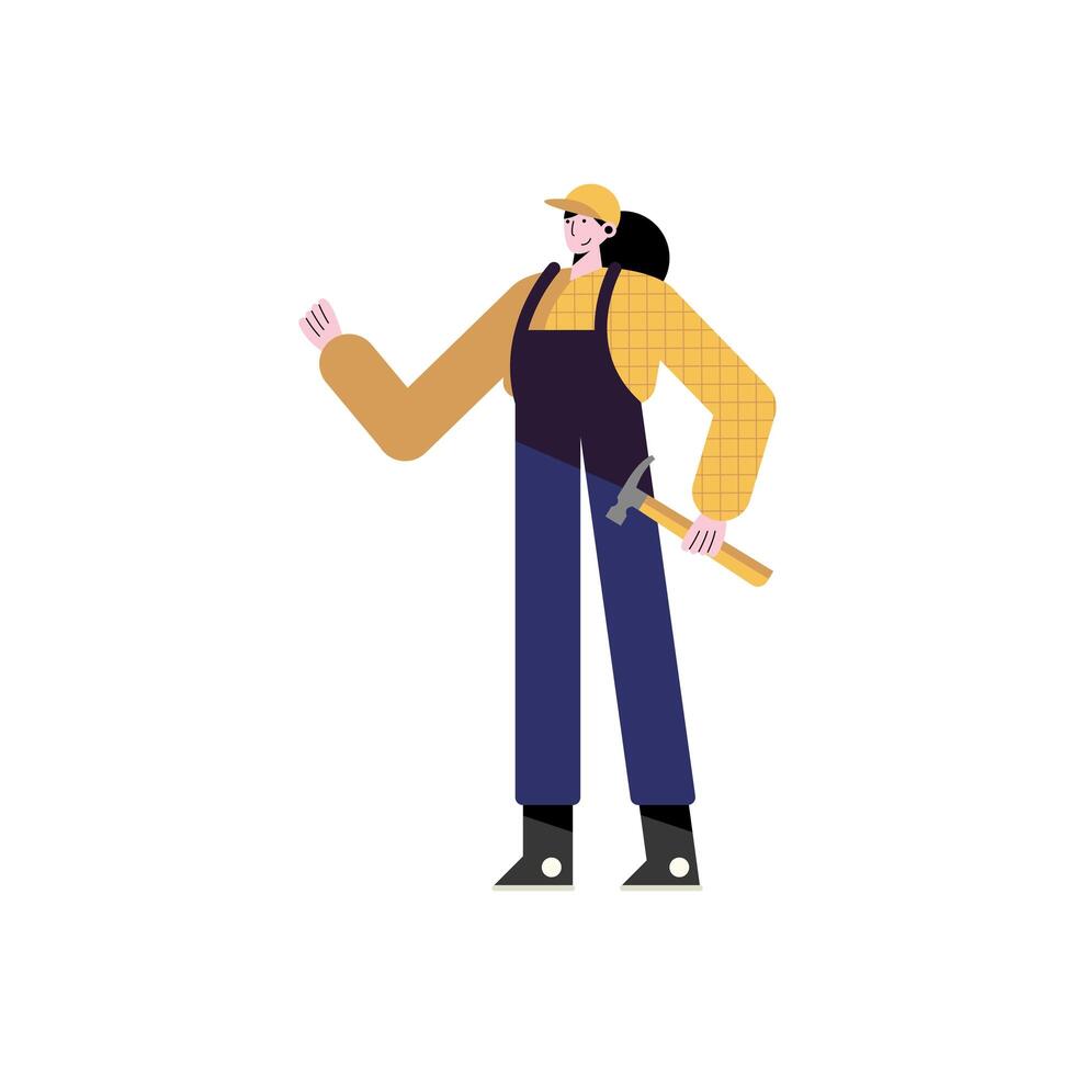 young woman builder avatar character vector