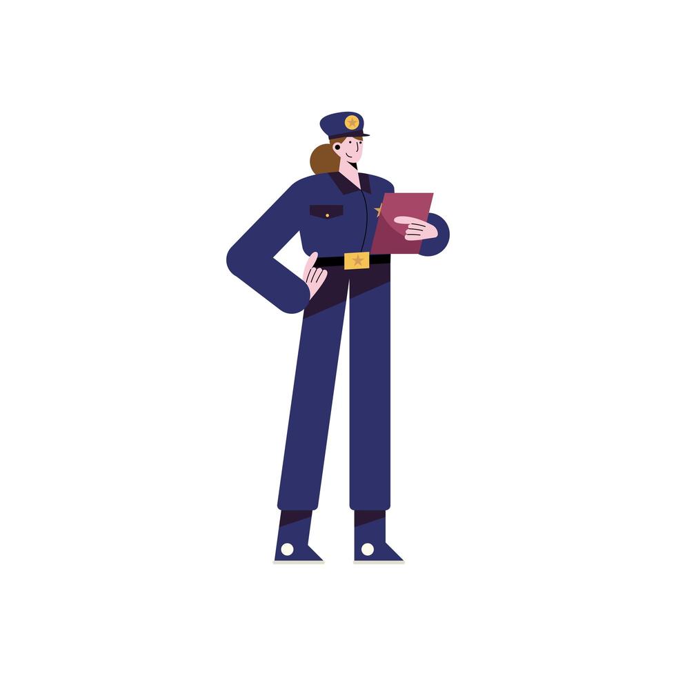 young police woman avatar character vector