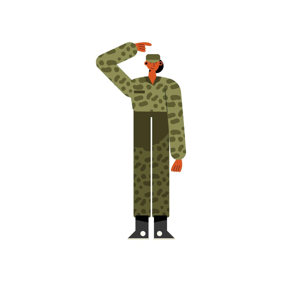 personaje de avatar de soldado de mujer joven vector