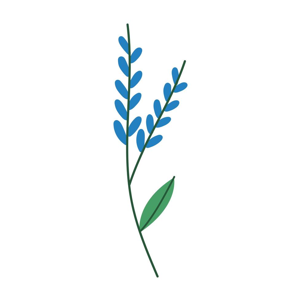 pétalos de flores azules en el icono de la rama vector