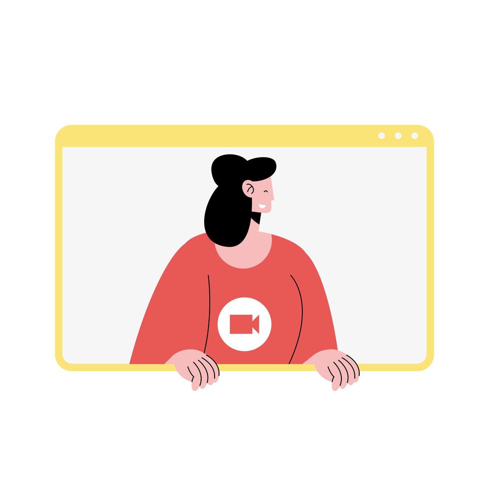 woman character in video conference template vector