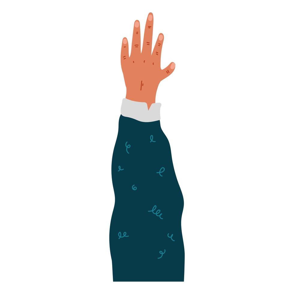 hand human up with blue long sleeve vector