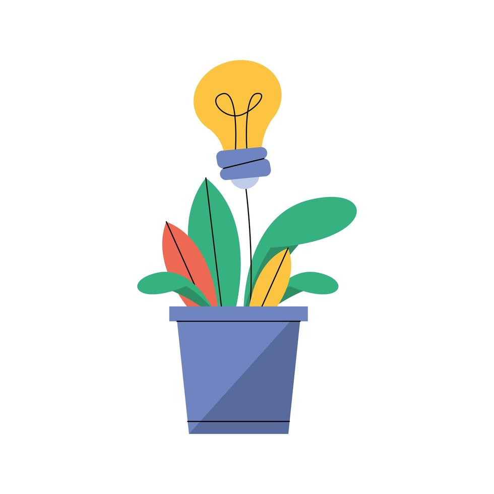 houseplant with bulb light idea vector