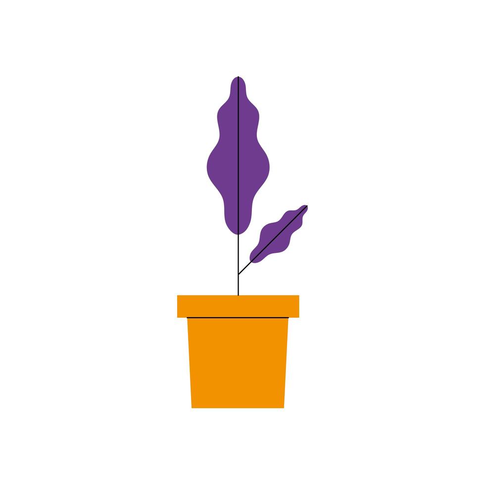 plant inside orange pot vector design