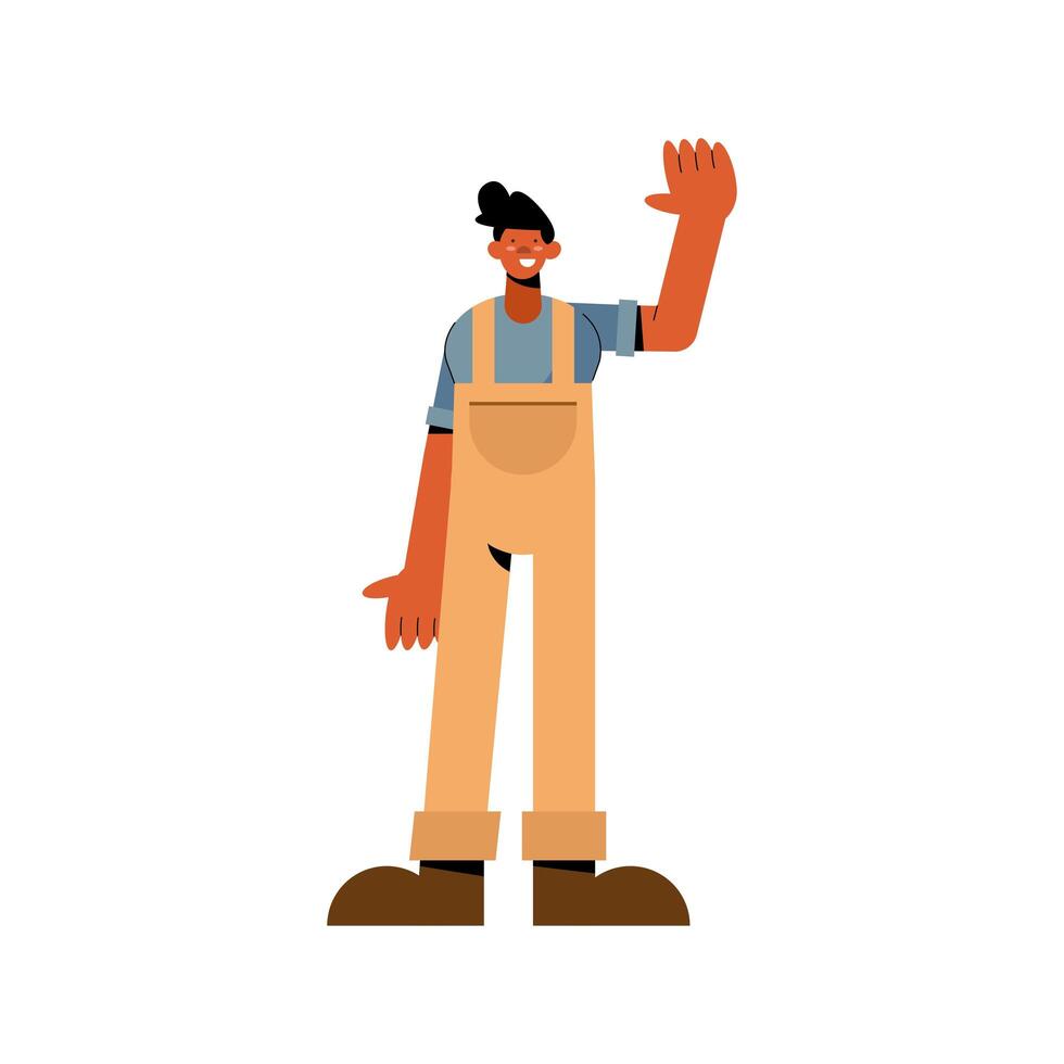 Farmer man with gloves and overall vector design