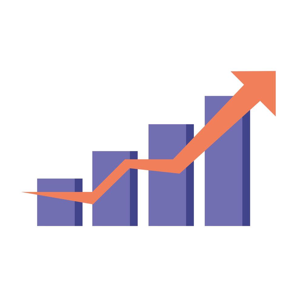 flecha de aumento de infografía en diseño de vector de gráfico de barras