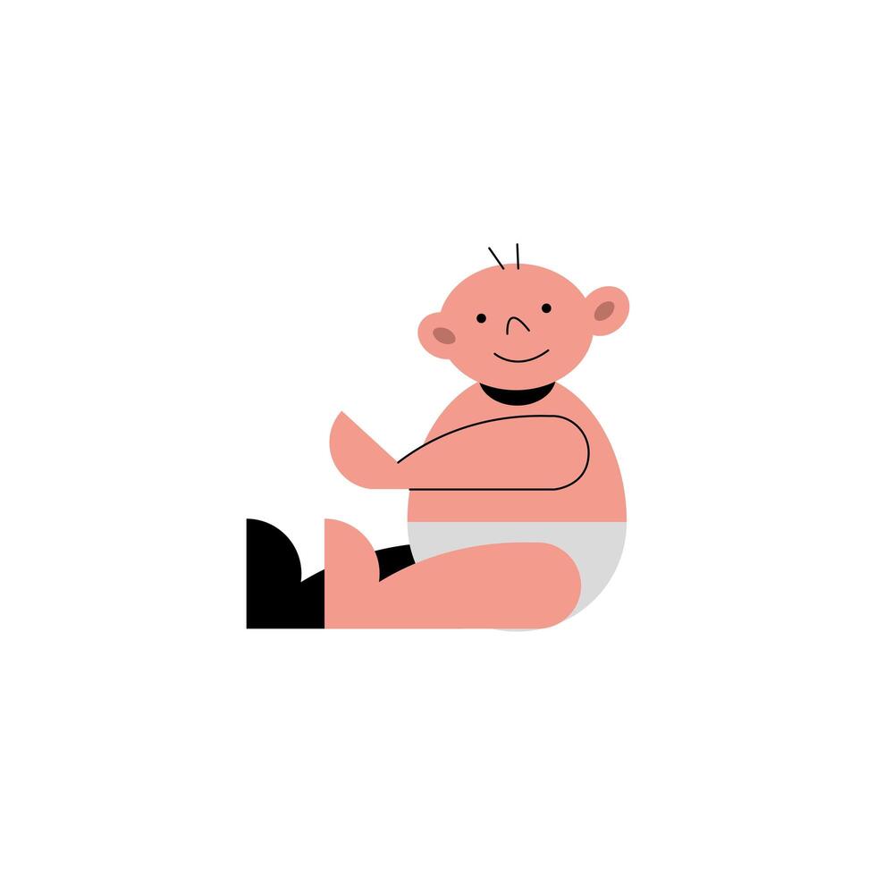 Baby cartoon with diaper vector design