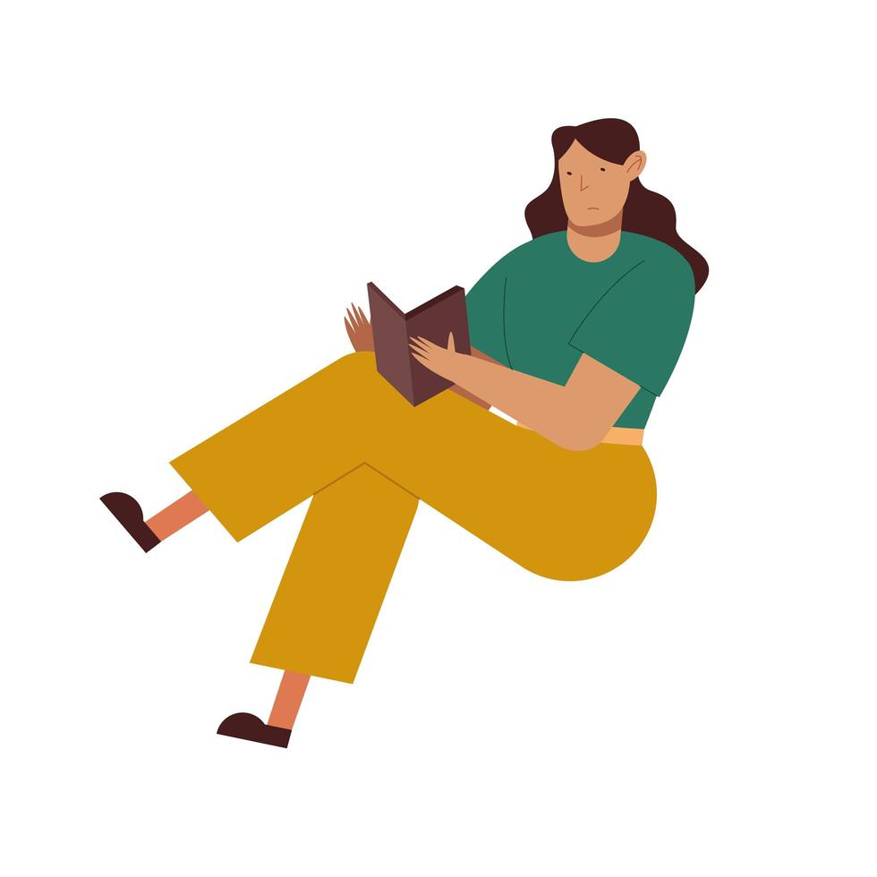 Girl sitting reading a book vector design