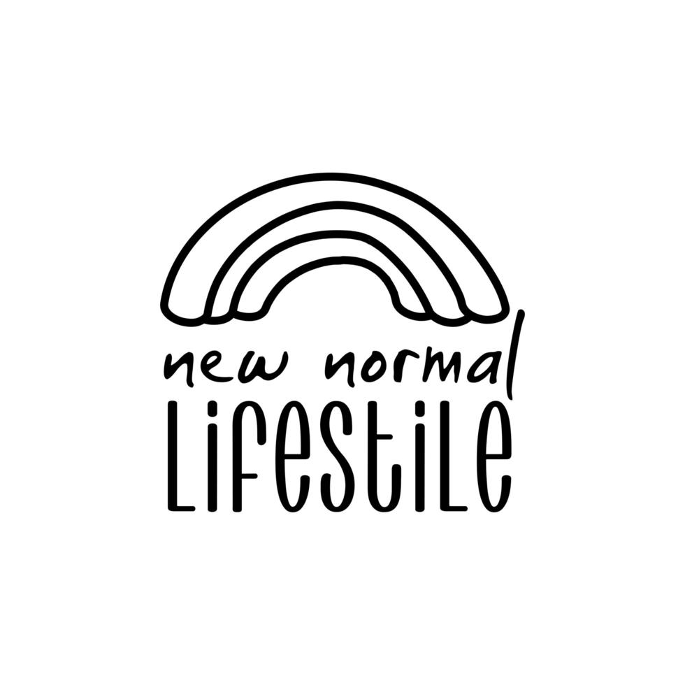 new normal lettering campaign with rainbow hand made line style vector