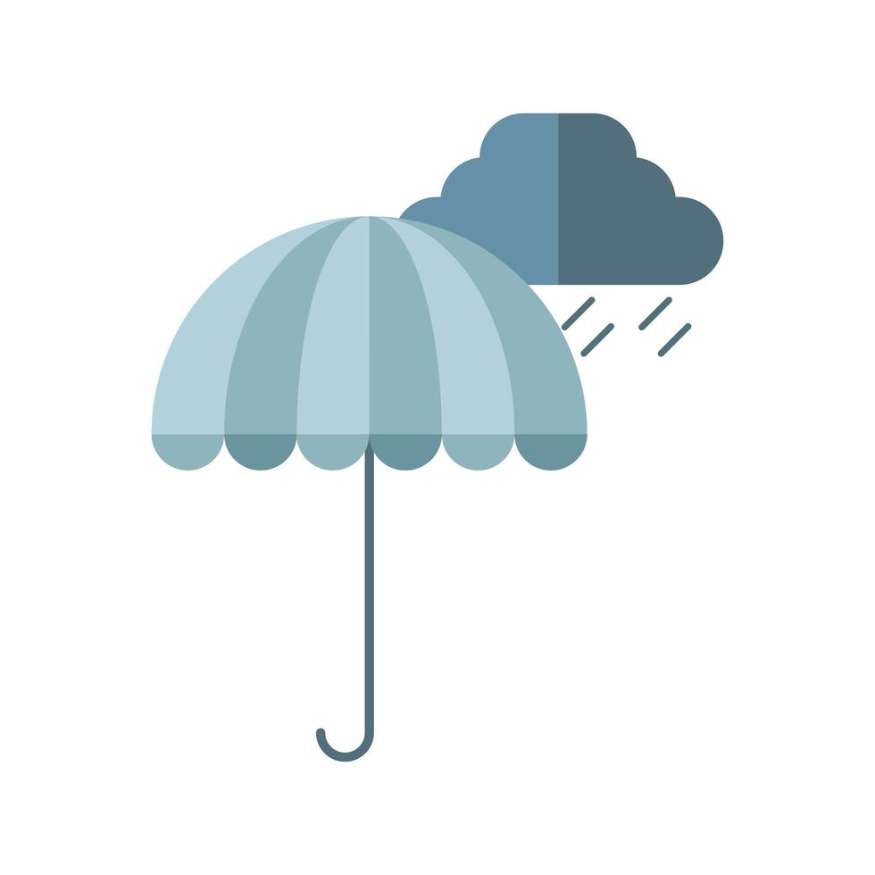 Paraguas rayado con diseño de vector de nube y lluvia