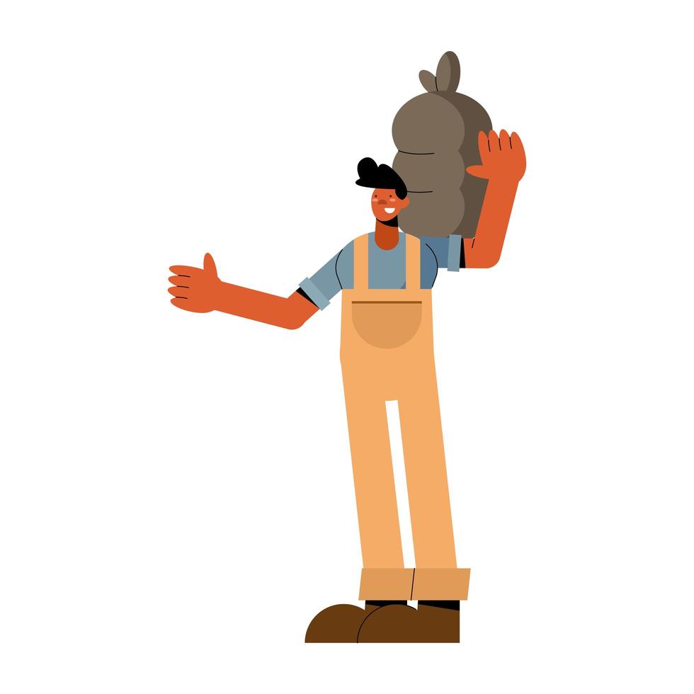 Farmer man with bag boots and overall vector design