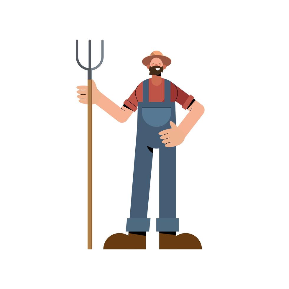 hombre agricultor con rastrillo y diseño vectorial general vector