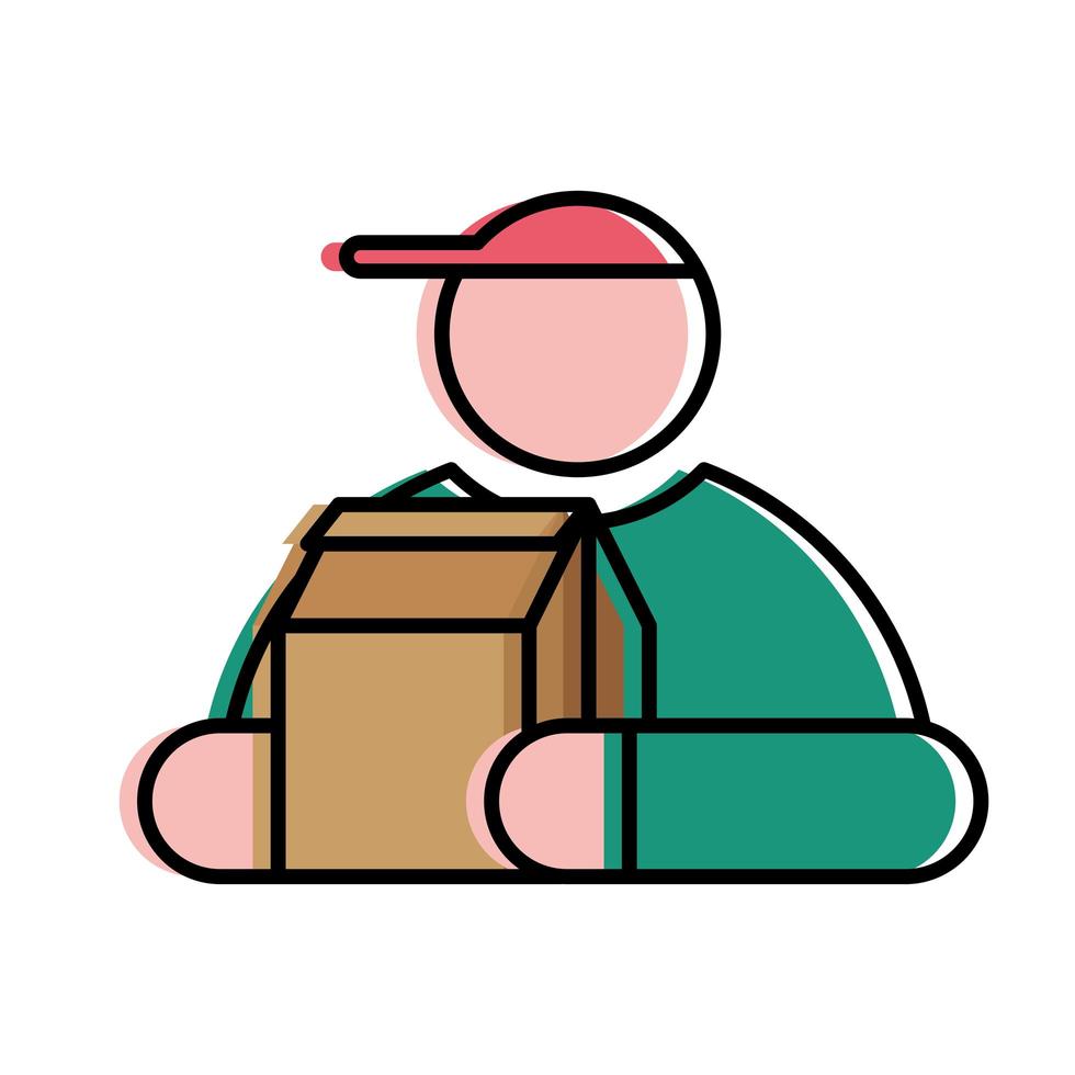 Food delivery man with box vector design