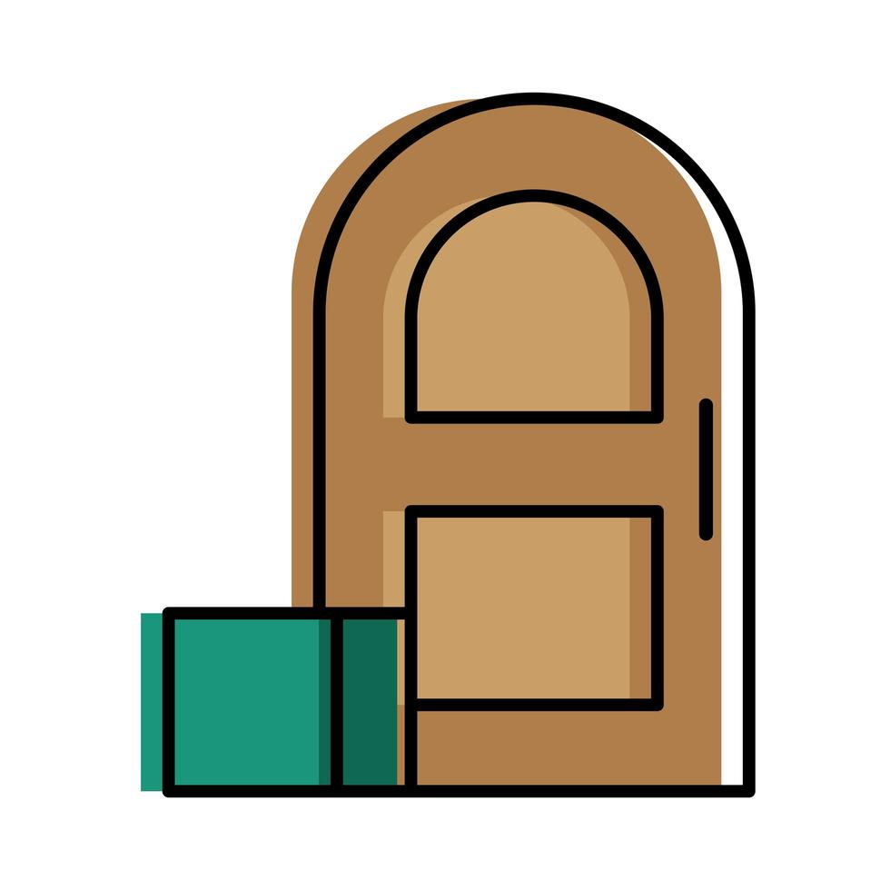 caja de entrega en frente del diseño vectorial de la puerta vector