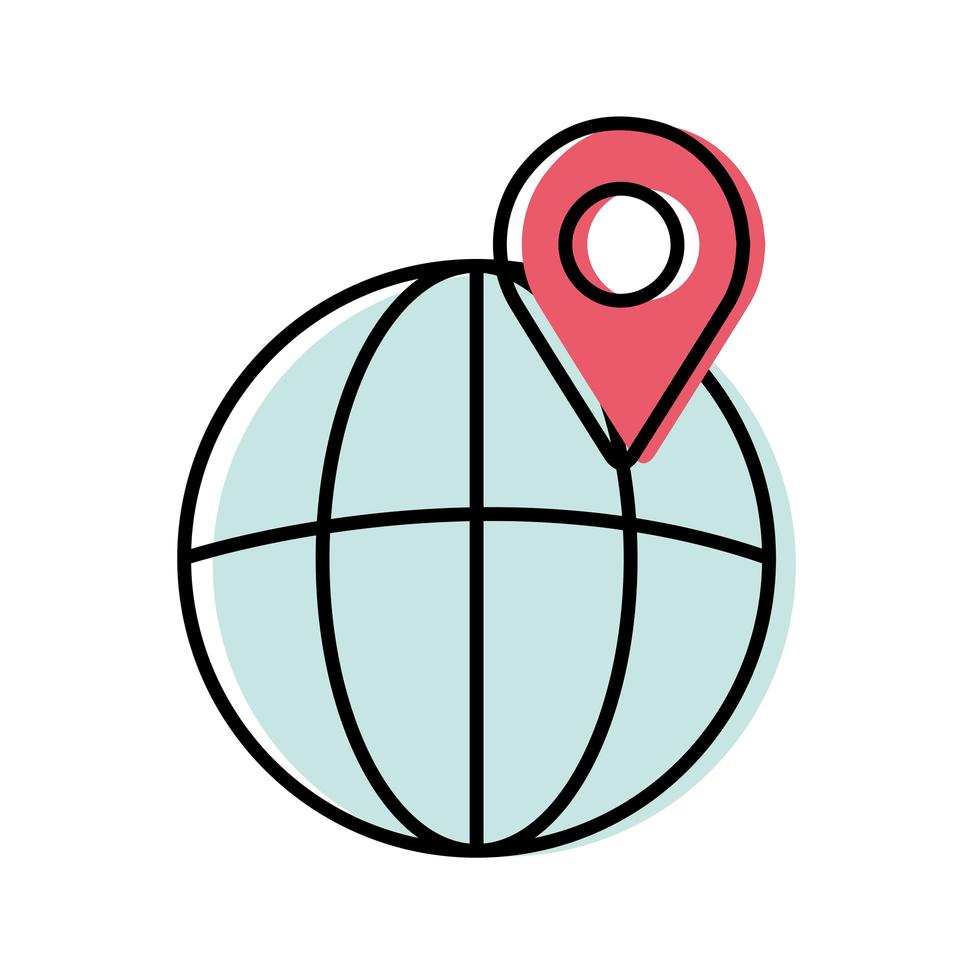 Marca gps en diseño vectorial de esfera global vector