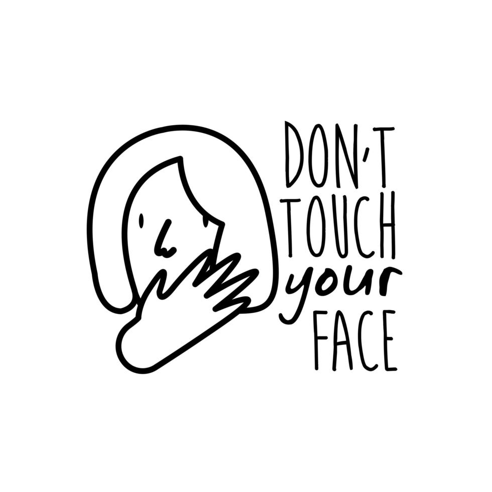 dont touch your face lettering campaign with woman line style vector