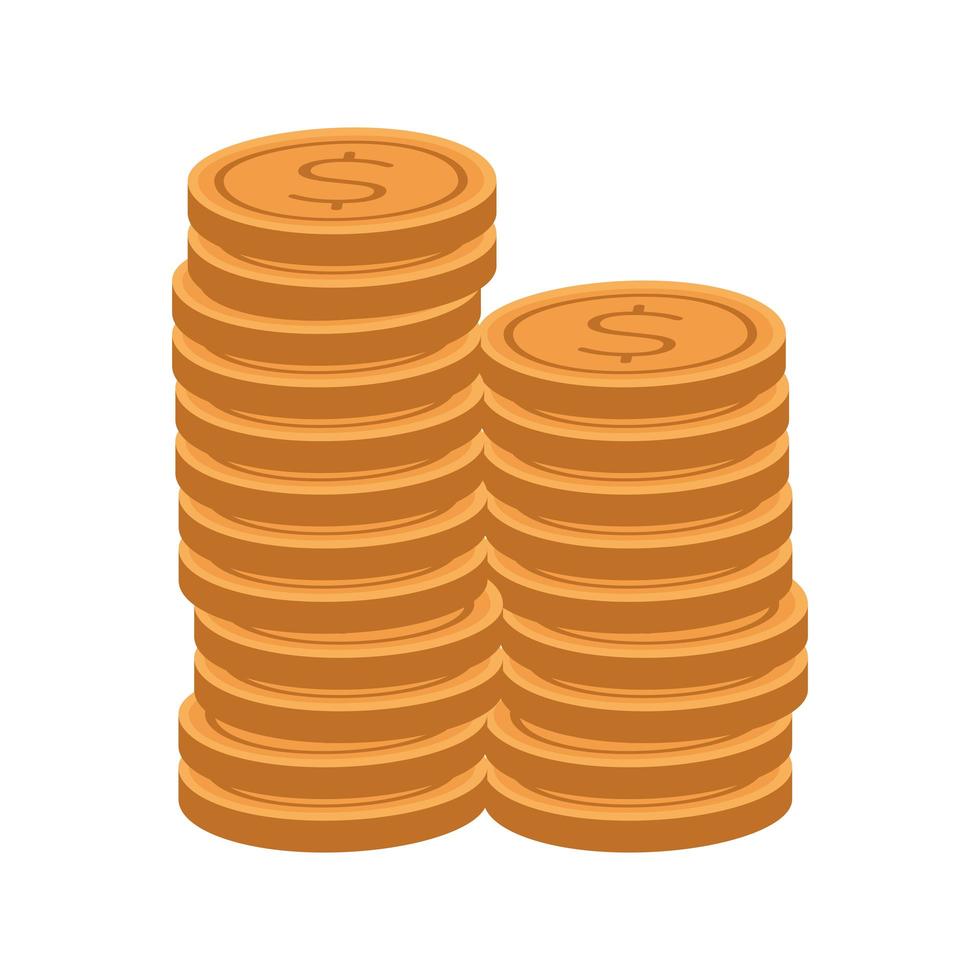 pile coins money dollars icon vector