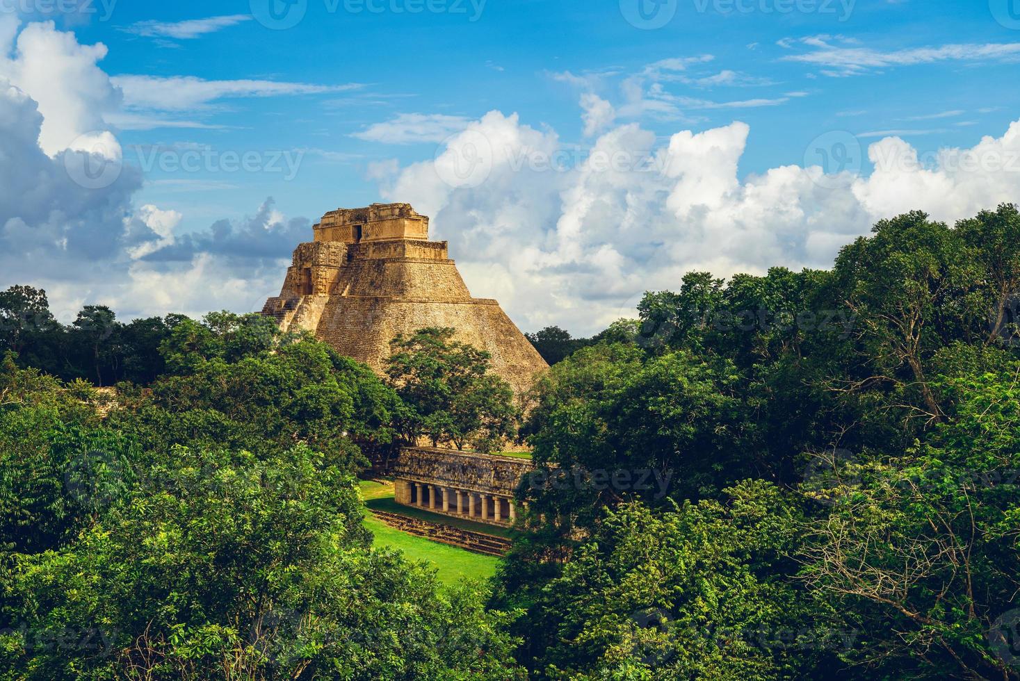 Pyramid of the Magician, Uxmal located at Yucatan in Mexico photo