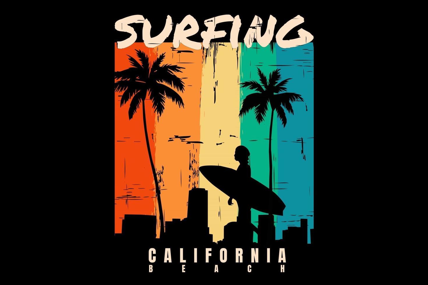 Palm Tree Sunset Silhouette, Surfing T-Shirt Palm Tree Sunset Silhouette, Surfing T-Shirt