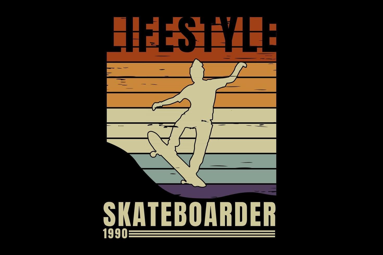 camiseta silueta skater estilo de vida retro vintage vector