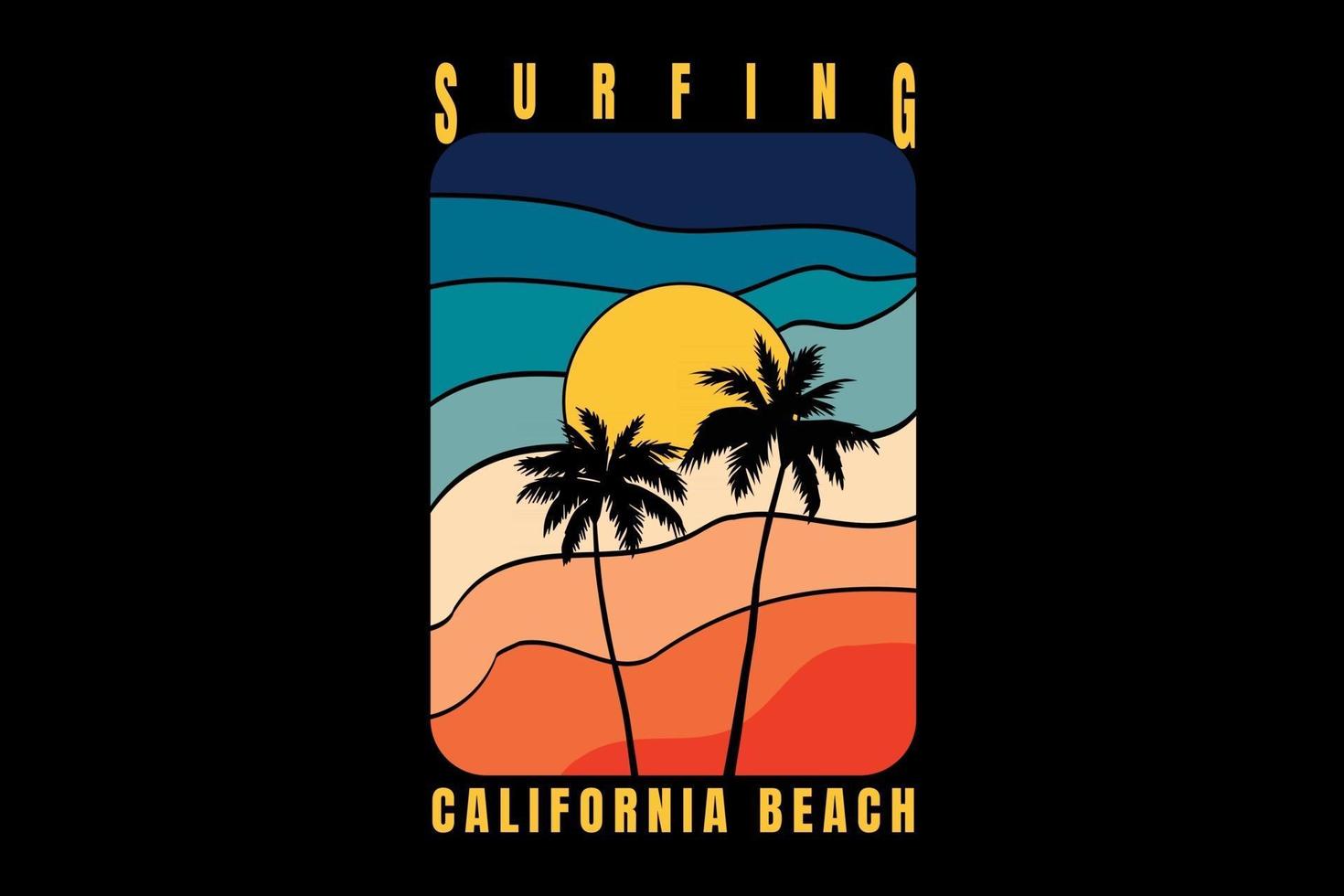 camiseta silueta playa california estilo retro vintage retro vector