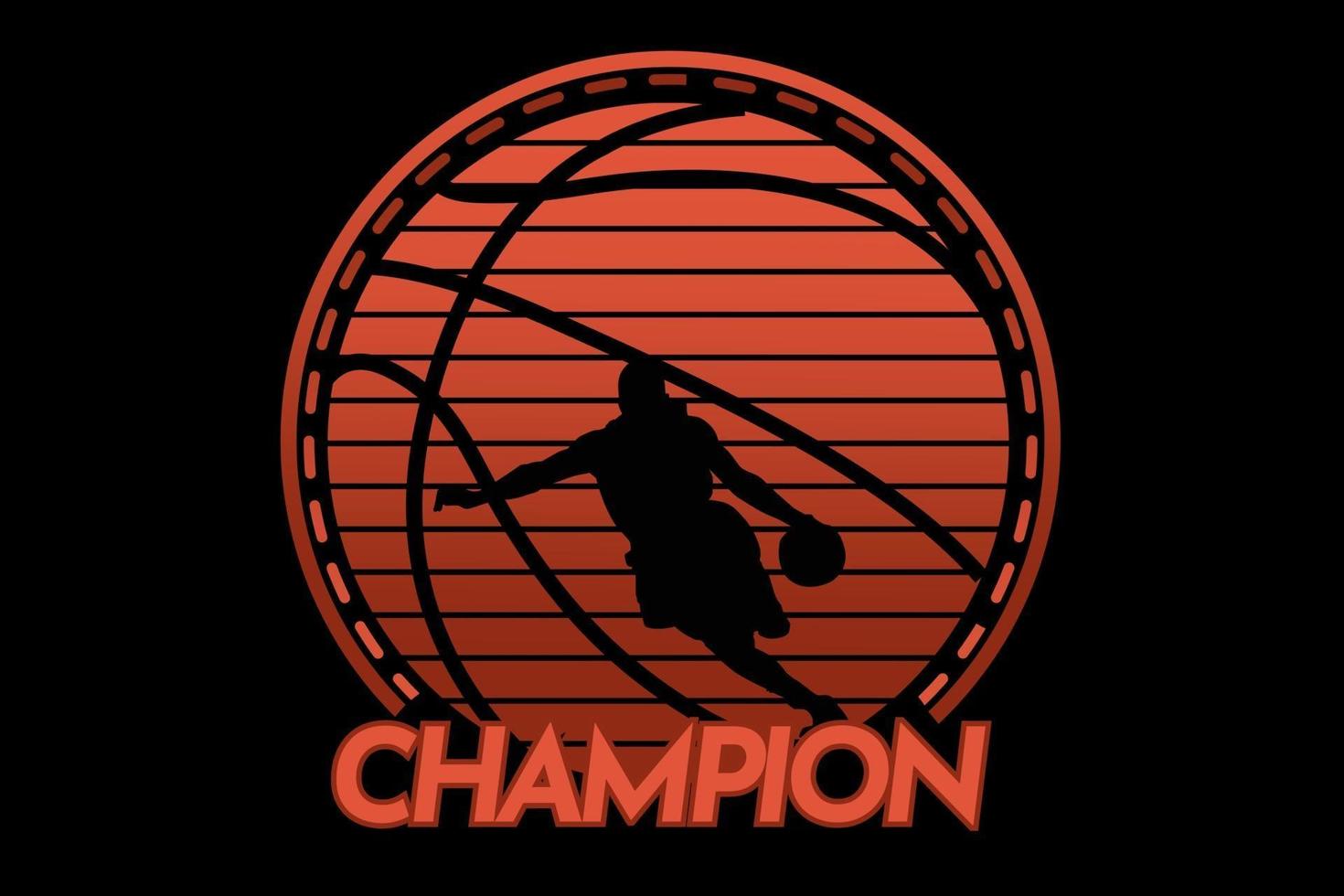 camiseta baloncesto silueta jugador campeón estilo vintage vector