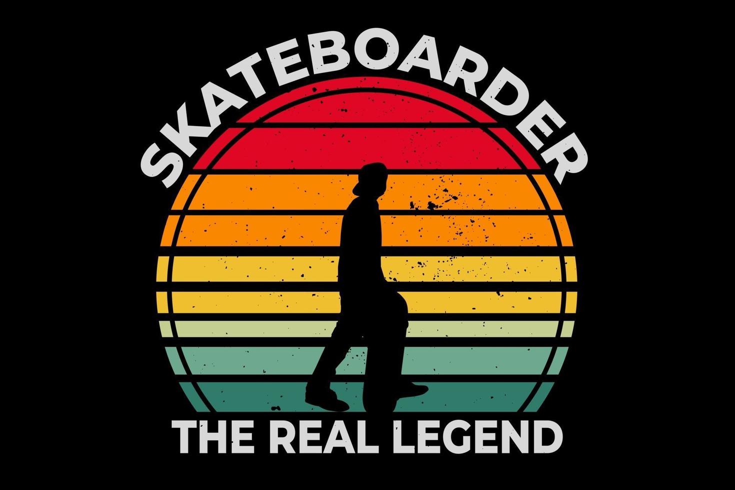 T-shirt silhouette skateboarder legend retro style vector