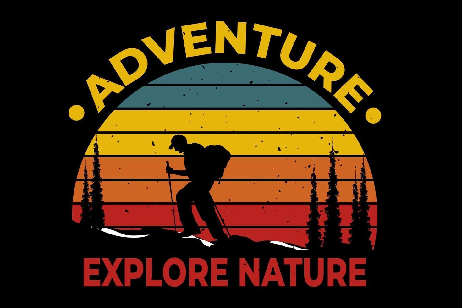 T-shirt silhouette climb explore nature adventure pine retro vector