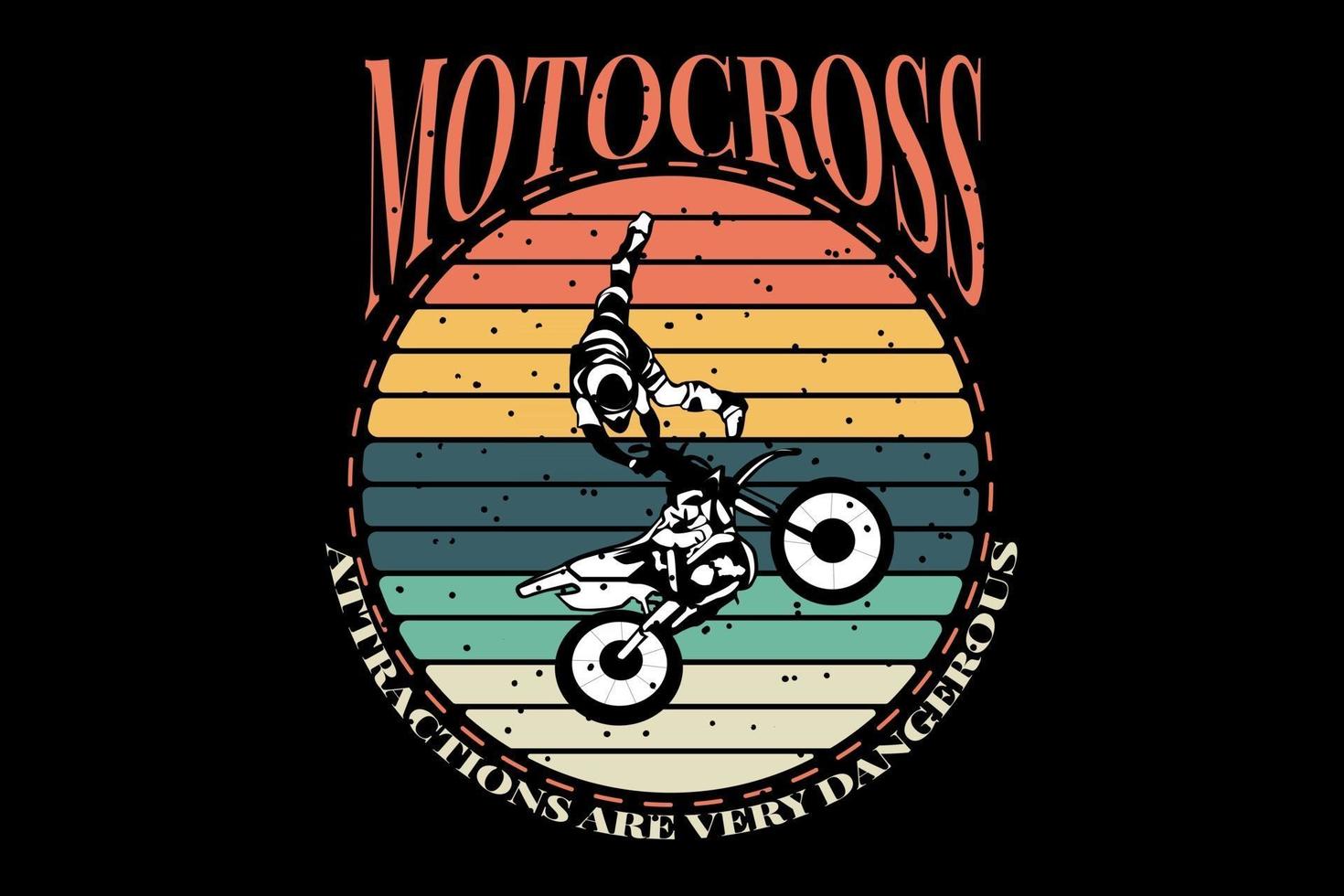 T-shirt silhouette motocross attraction retro vintage vector