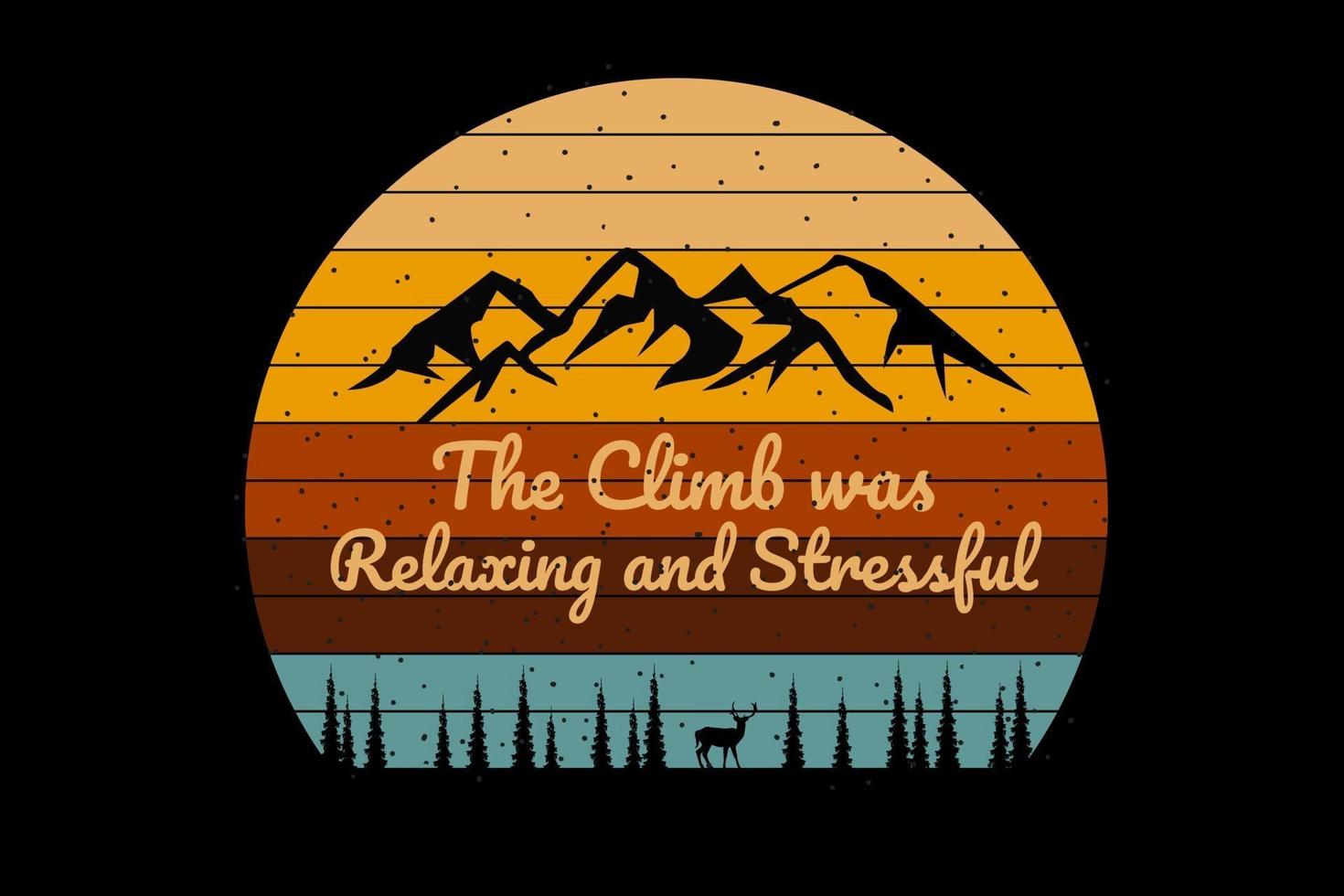 T-shirt mountain silhouette pine deer retro style vector