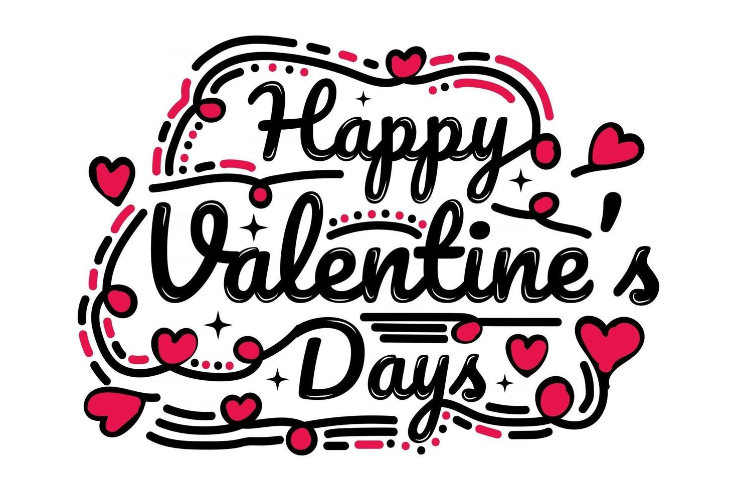 T-shirt Title Happy valentine days color color black white and red line style vector