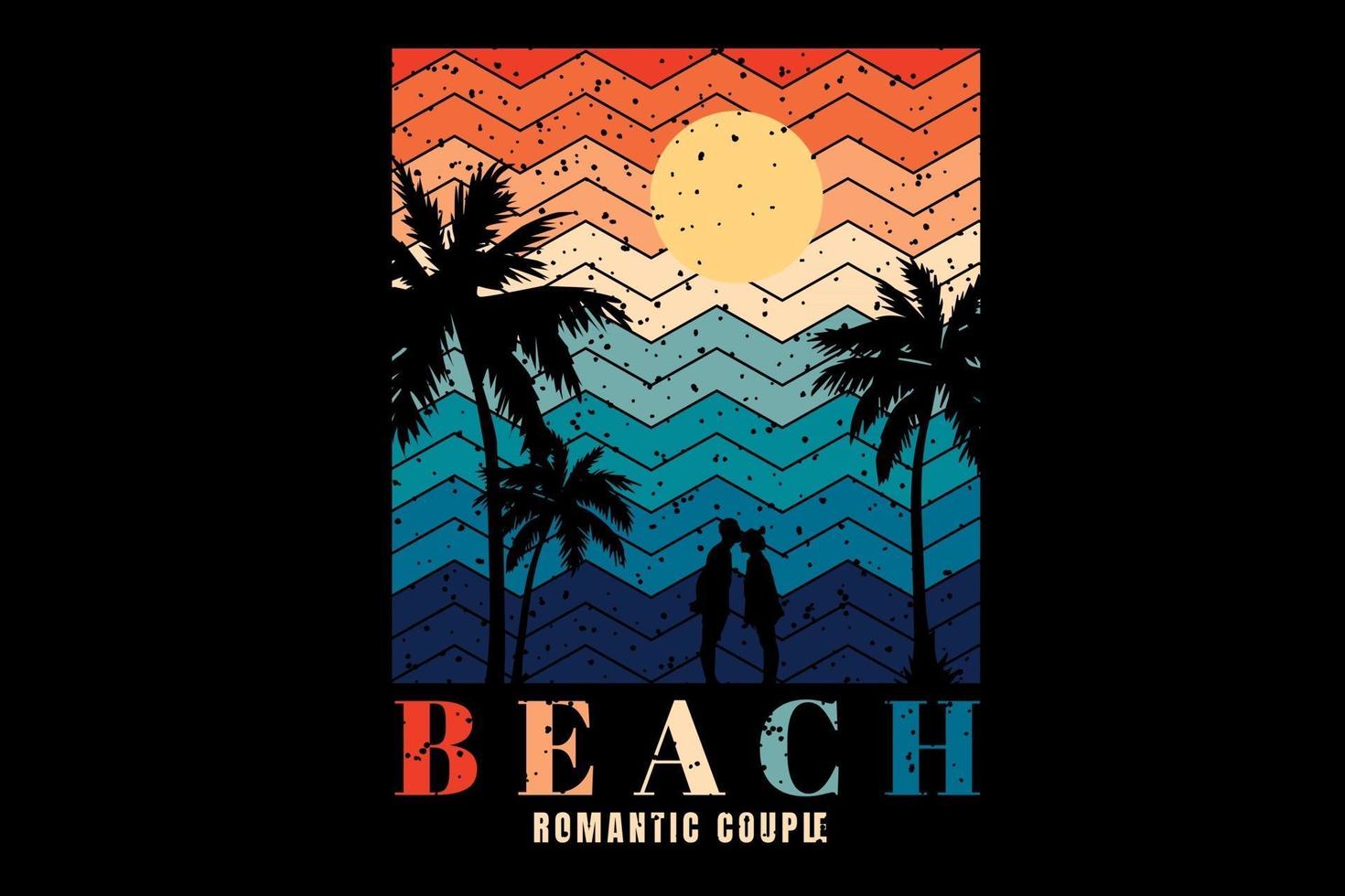 camiseta pareja romántica en la playa sol título playa pareja romántica vector