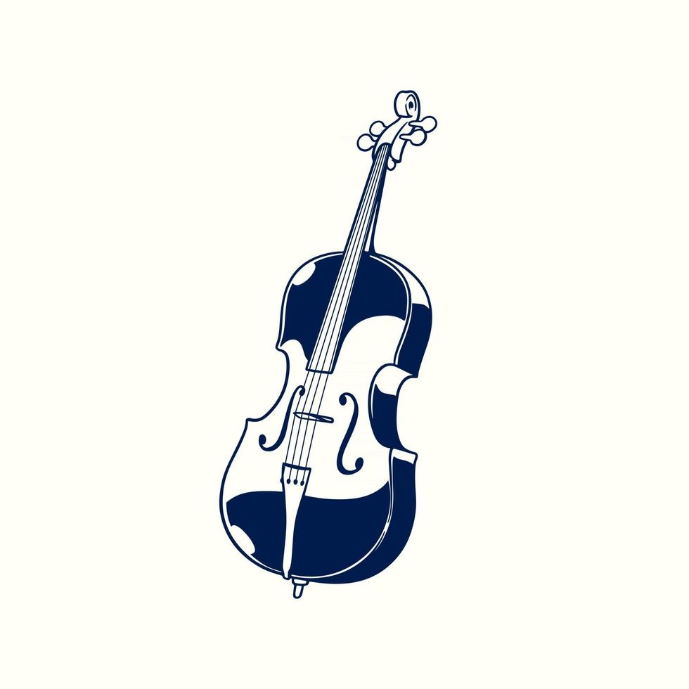 vector dibujado a mano ilustración de violonchelo en estilo vintage grabado aislado sobre fondo blanco. concepto de música y entretenimiento. equipo de música de jazz clásico diseño incompleto retro