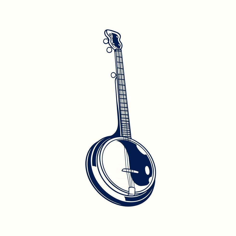 boceto grabado dibujado a mano banjo. instrumento de cuerda con una fina membrana estirada aislada sobre fondo blanco. instrumento acústico musical. ilustración vectorial estilo vintage vector