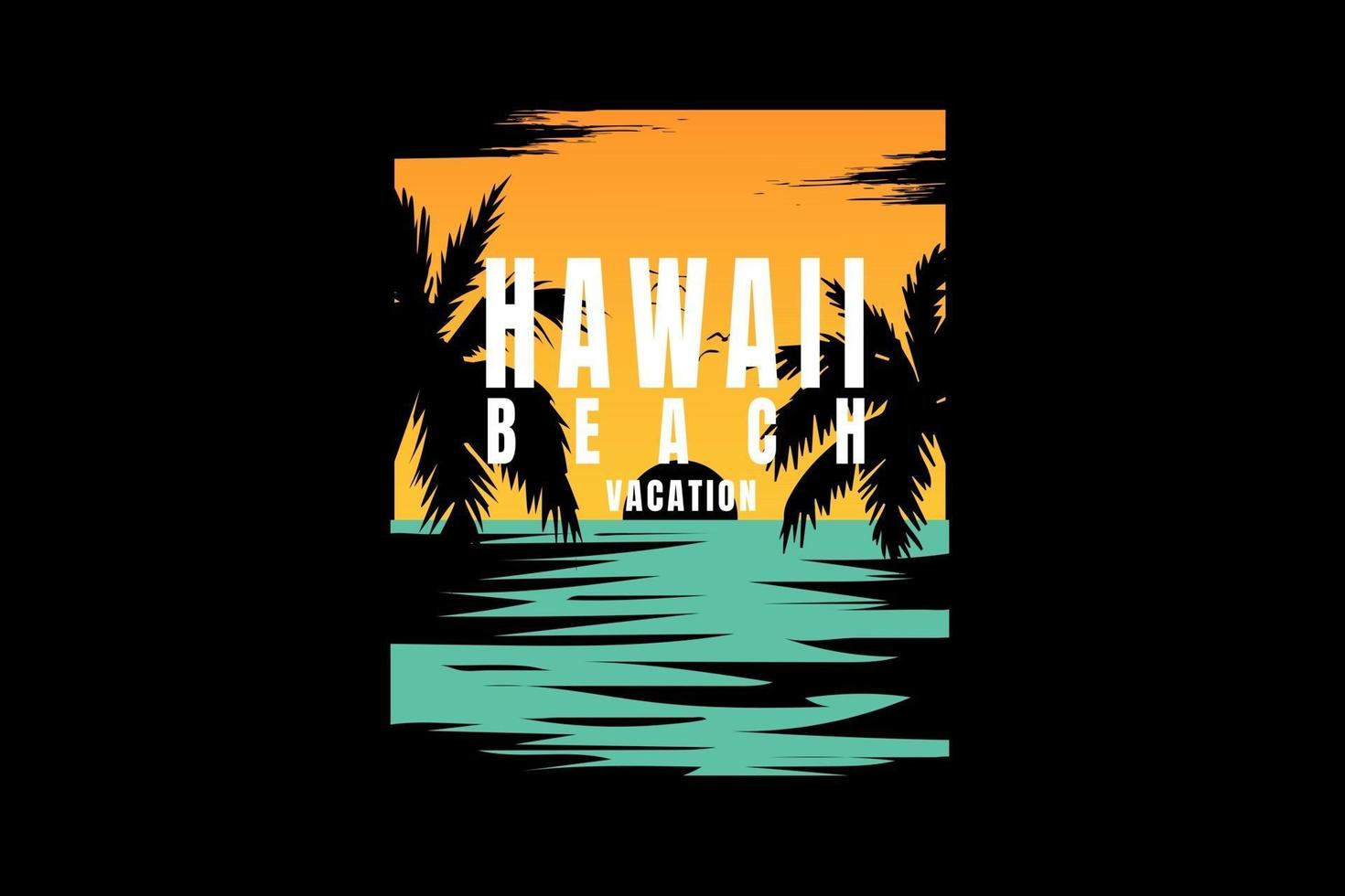 camiseta playa hawaii vacaciones amanecer vector