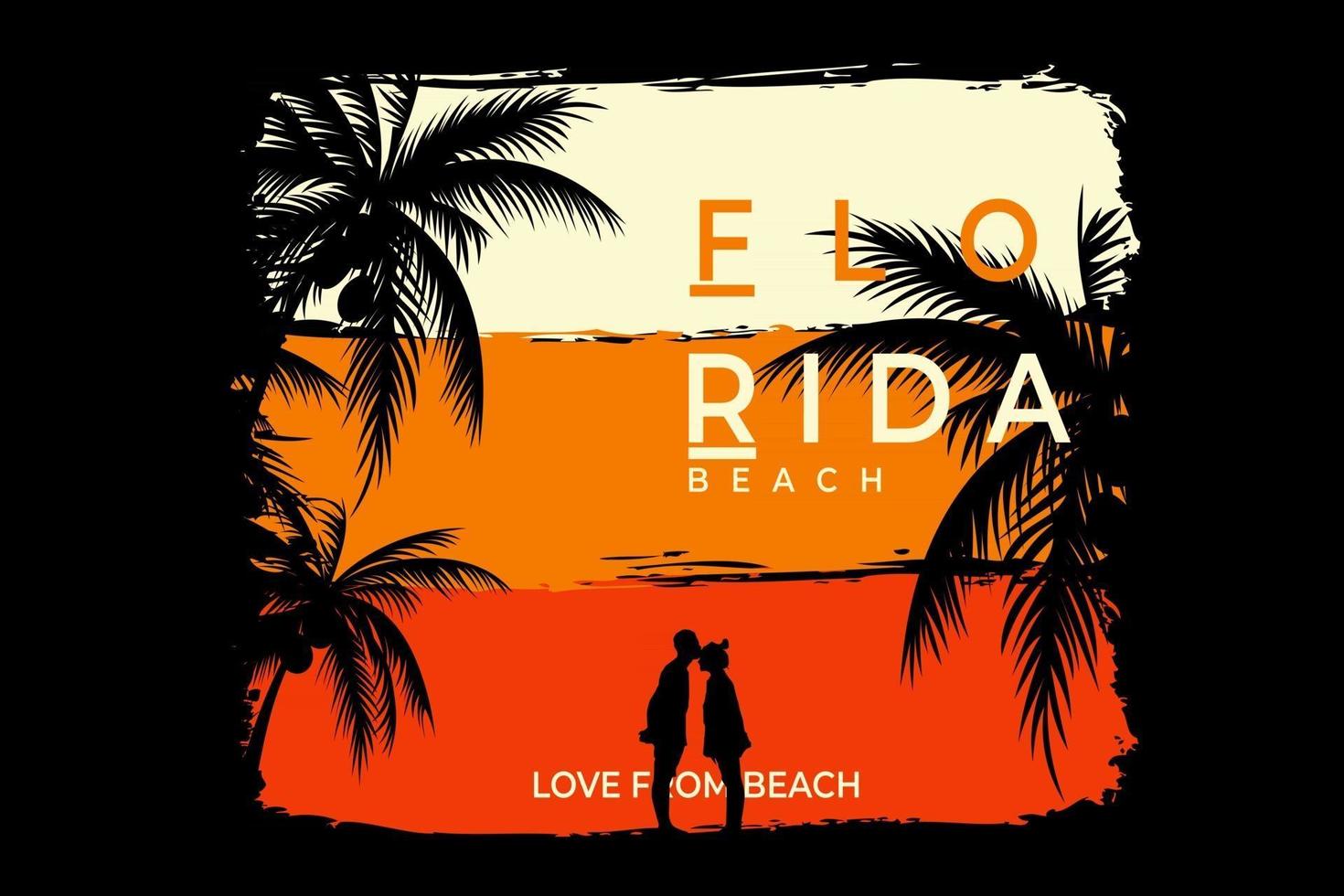 T-shirt beach florida sunset love retro vector