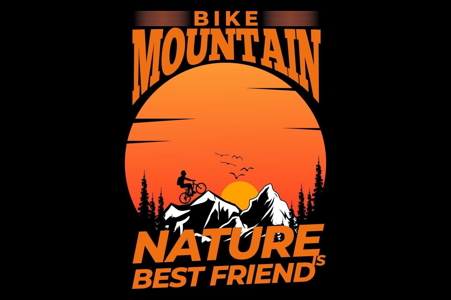 T-shirt mountain bike nature pine tree summer vector