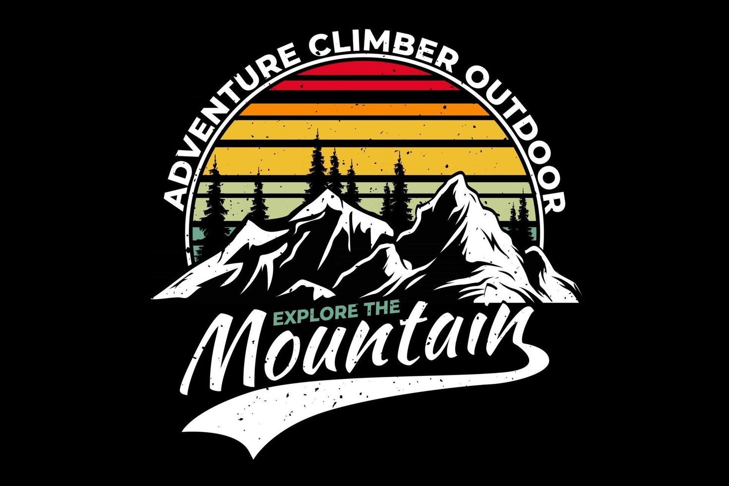 camiseta aventura escalada al aire libre explorar montaña pino estilo retro vintage vector