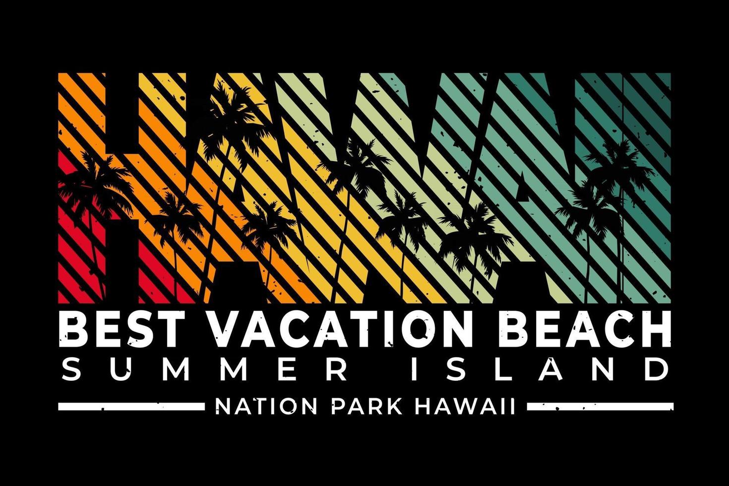 T-shirt hawaii beach vacation summer island retro style vector