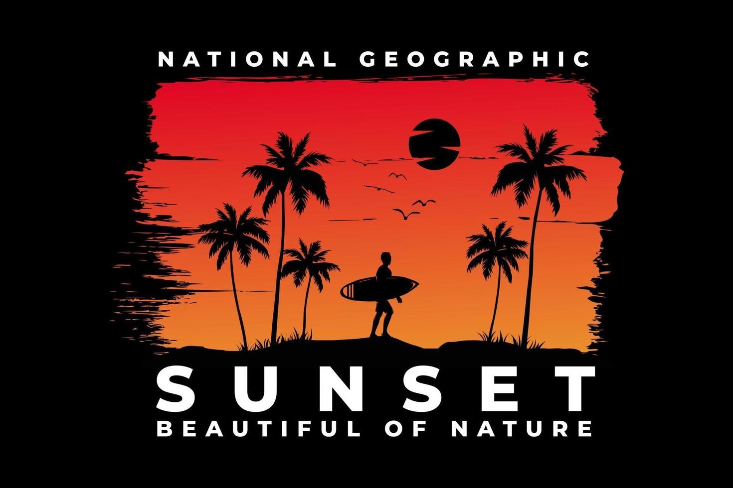 T-shirt sunset beach beautiful nature nation vector