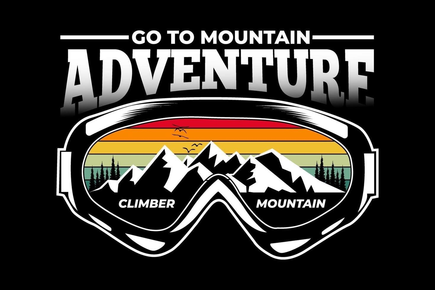camiseta aventura montaña pino estilo retro vector