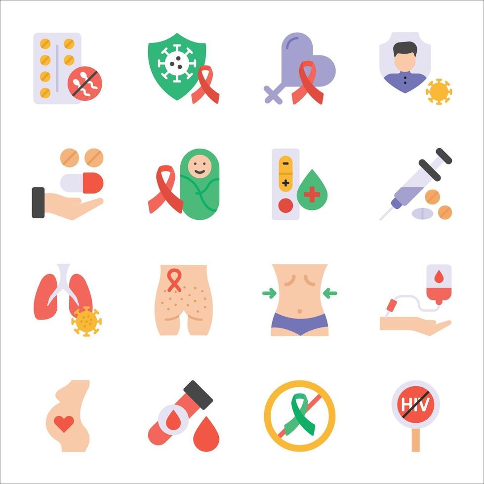 Aids and HIV  flat Icons Sets vector