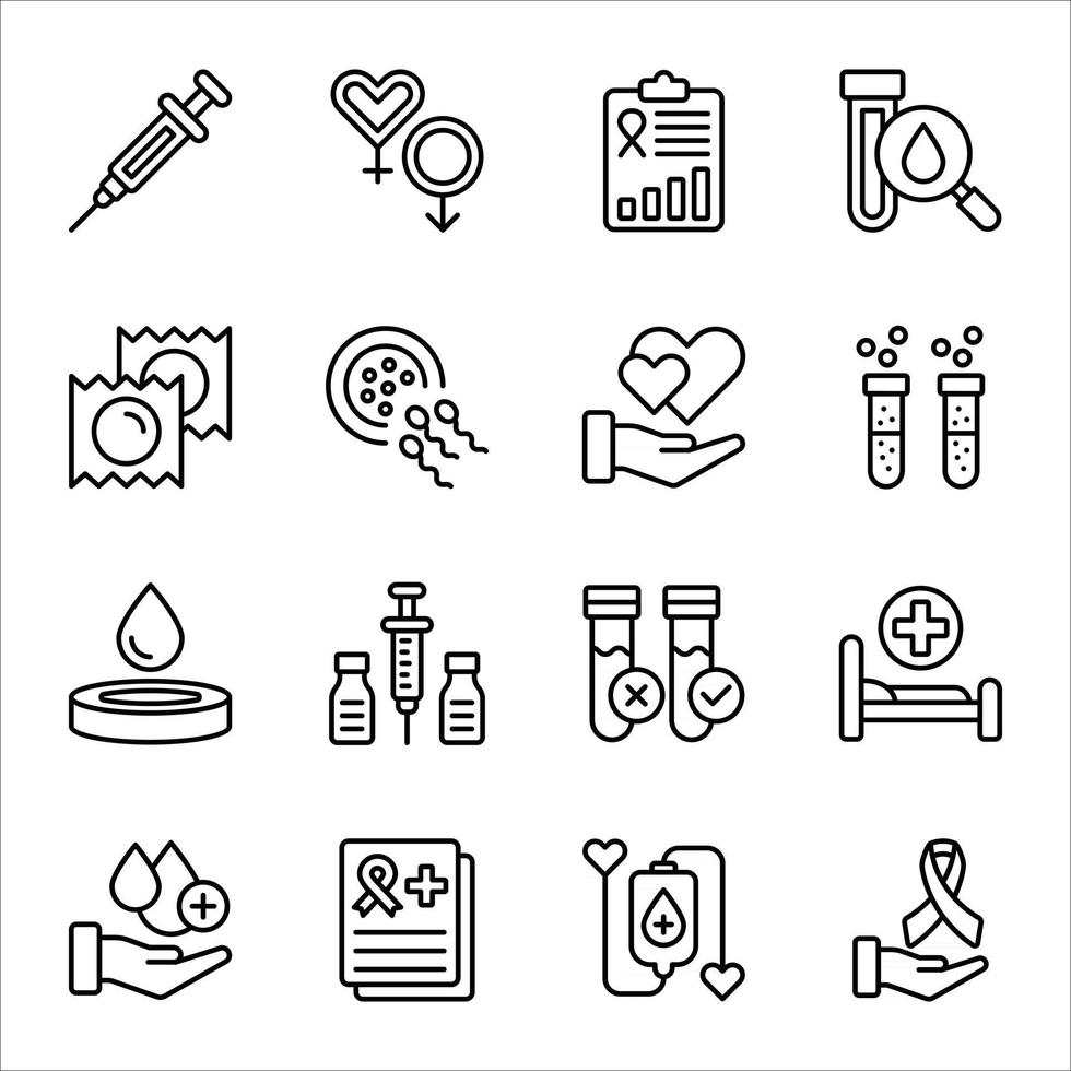 Aids and HIV  Line Icons Sets vector